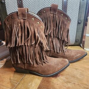 Smoky Girls Wisteria Double Fringe Tan Western Boot